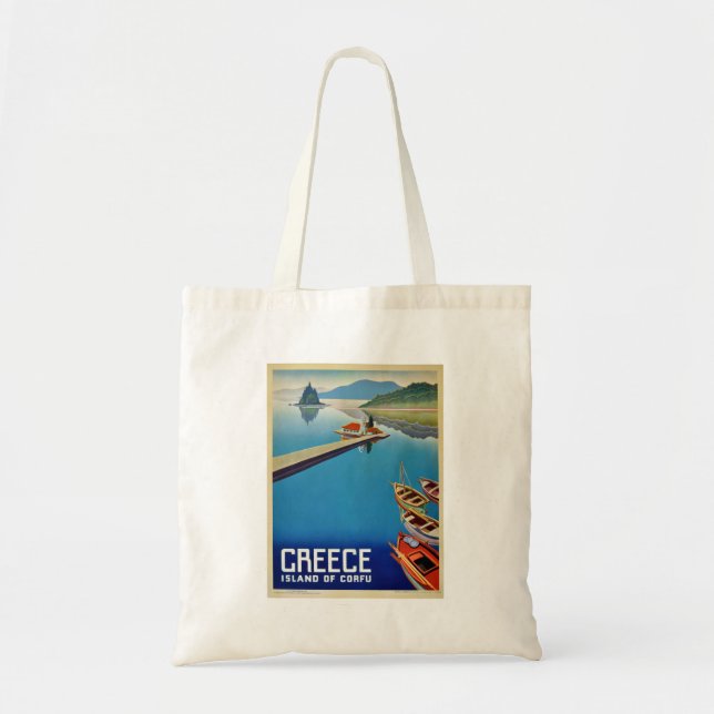 Bolso De Tela Viaje a la isla de Corfu en Grecia (Frente)