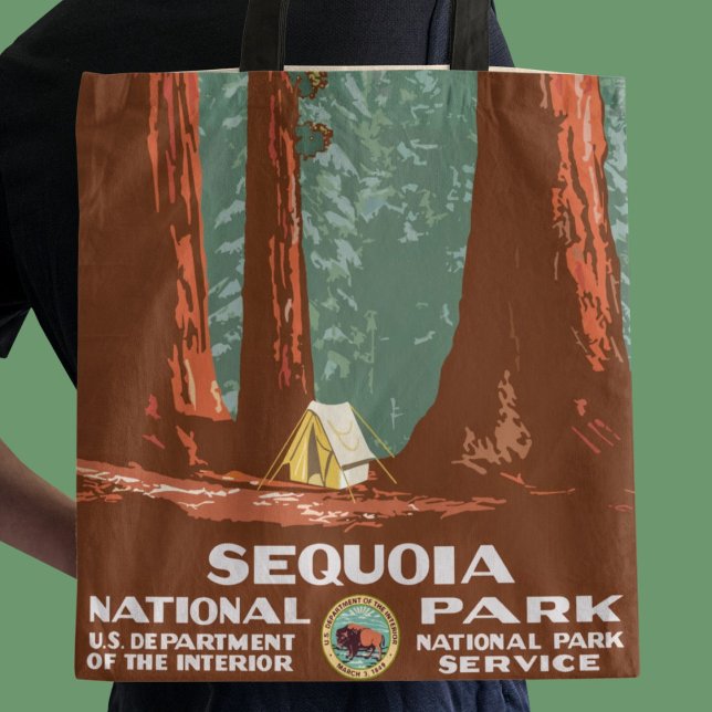 Bolso De Tela Viaje al Parque Nacional Retro Sequoia (Subido por el creador)