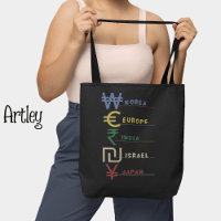 Viaje con símbolo internacional de moneda arcoiris