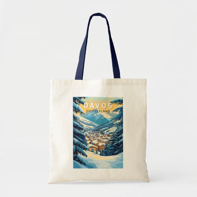 Bolso De Tela Viaje de arte de Davos Suiza (Frente)