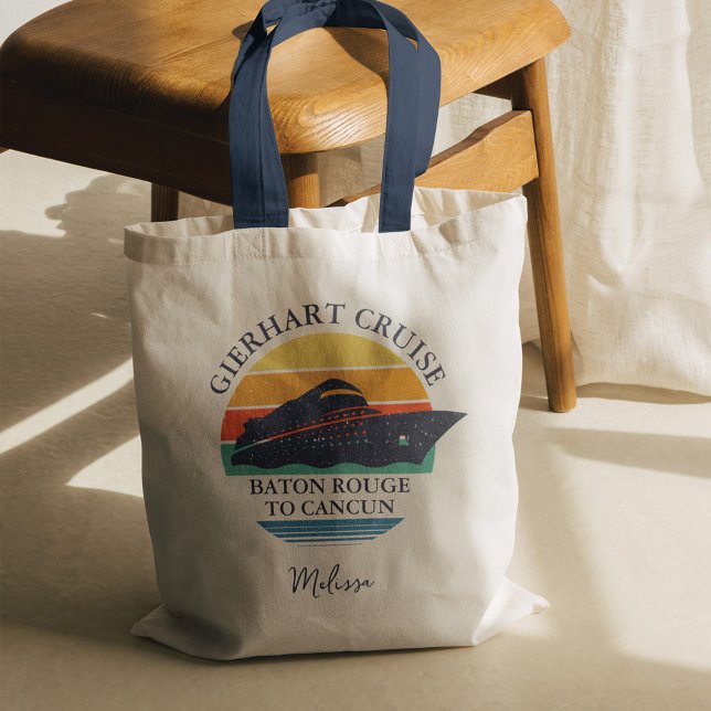 Bolso De Tela Viaje de crucero familiar retro coincidente person (Family Cruise Matching Summer Vacation Tote Bag)