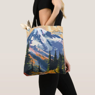 Bolso De Tela Viaje de época de Mount Rainier Washington
