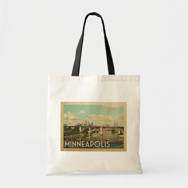 Bolso De Tela Viaje de la vieja ciudad de Minneapolis Minnesota (Frente)