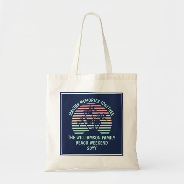 Bolso De Tela Viaje de playa tropical retro para familias person (Frente)
