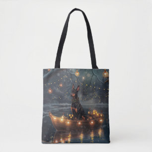 Bolso De Tela Viaje Festivo de Navidad de Doberman