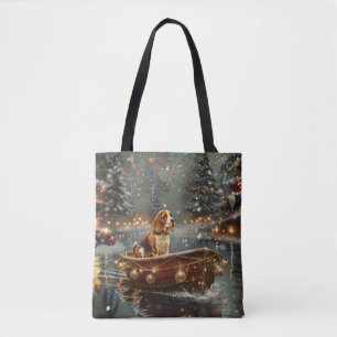 Bolso De Tela Viaje Festivo de Navidad del Beagle
