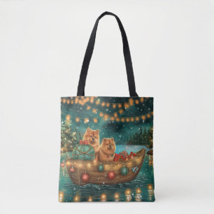 Bolso De Tela Viaje Festivo de Navidad del Chow Chow