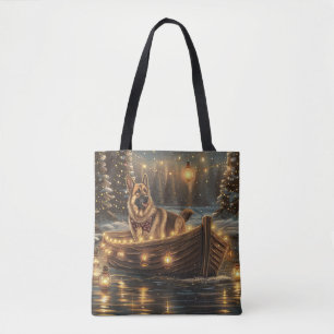 Bolso De Tela Viaje Festivo de Navidad del Pastor Alemán