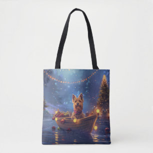 Bolso De Tela Viaje Festivo de Navidad del Terrier Australiano