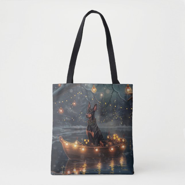 Bolso De Tela Viaje festivo de Navidades Doberman (Anverso)