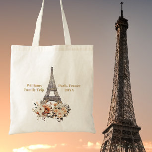 Bolso De Tela Viaje personalizado a París Torre Eiffel Floral