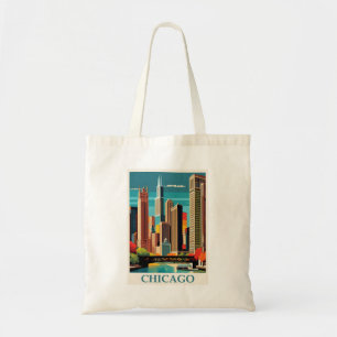 Bolso De Tela Viaje Retro de Vintage Chicago Illinois