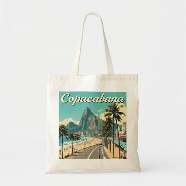 Bolso De Tela Viaje Retro Vintage - Playa Copacabana (Frente)