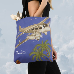 Bolso De Tela Viajes antiguos a El Cairo, Egipto, Avión Biplano