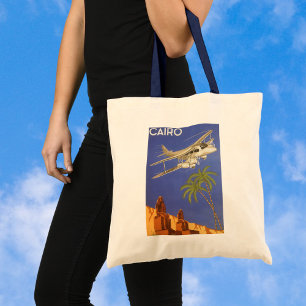 Bolso De Tela Viajes antiguos a El Cairo, Egipto, Avión Biplano