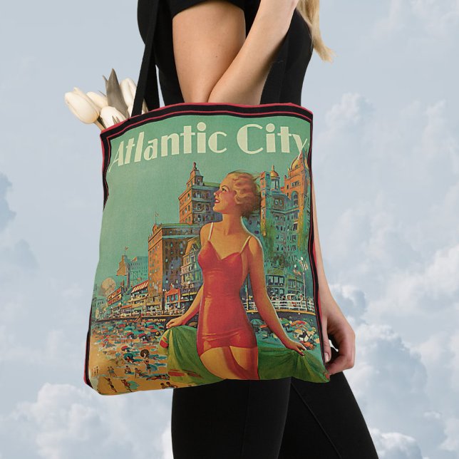 Bolso De Tela Viajes de época, Atlantic City Resort Beach Blonde (Subido por el creador)
