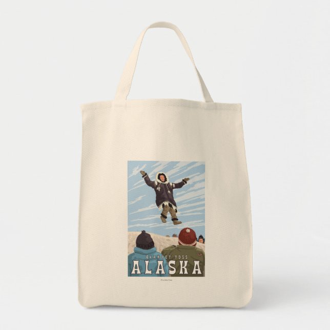 Bolso De Tela Viajes de época de Barrow, Alaska Blanket Toss (Frente)
