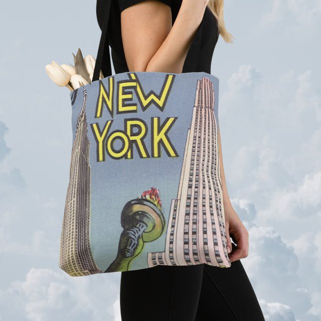 Bolso De Tela Viajes de época, famosos monumentos de Nueva York (Subido por el creador)