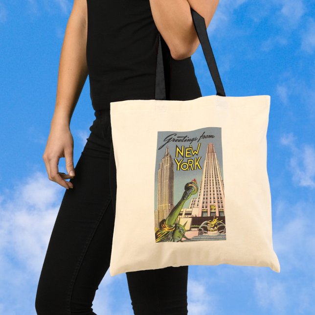 Bolso De Tela Viajes de época, famosos monumentos de Nueva York (Subido por el creador)