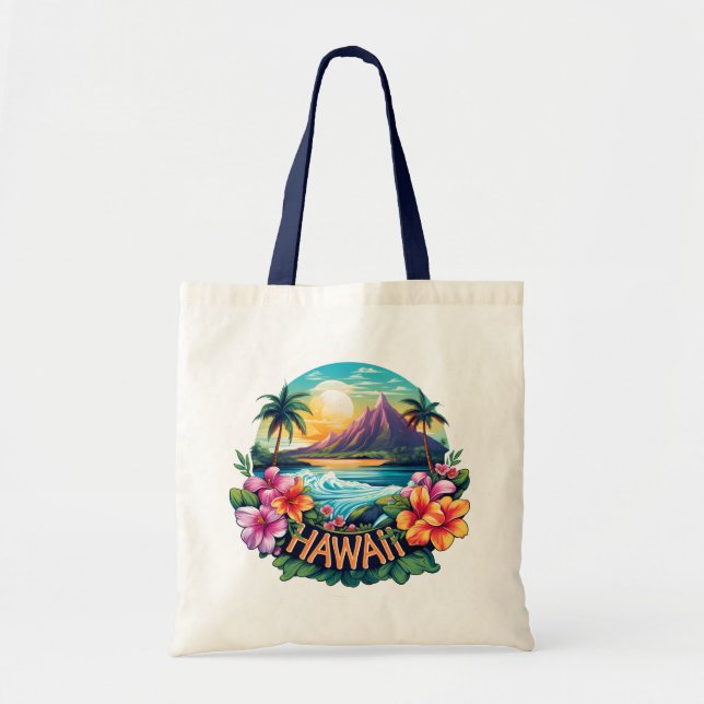 Bolso De Tela Viajes de las montañas hawaianas Aloha Tropical Be (Frente)