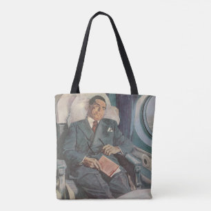 Bolso De Tela Viajes de Negocios Vintage, Leyendo en el Avión