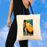 Bolso De Tela Viajes de vintage, tenis, deportes, Monte Carlo Mo<br><div class="desc">Cartel de viaje europeo de ilustracion vintage o etiqueta de equipaje de Montecarlo en Mónaco con una pareja sosteniendo raquetas de tenis y viendo un torneo de tenis cerca de la playa y el hermoso mar Mediterráneo azul. Amor y romanticismo en las pistas de tenis. Monte Carlo es más famoso...</div>