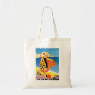 Bolso De Tela Viajes de vintage, vacaciones de playa en Calvi, C