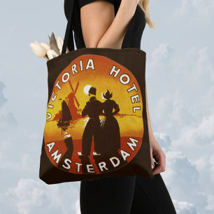 Bolso De Tela Viajes de Vintage, Victoria Hotel, Amsterdam, Hola