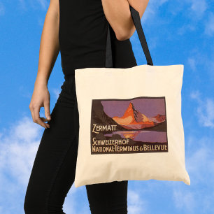 Bolso De Tela Viajes vintage, montaña Matterhorn en Suiza