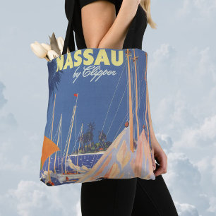 Bolso De Tela Viajes Vintage, Puerto de Nassau, Florida, Barcos