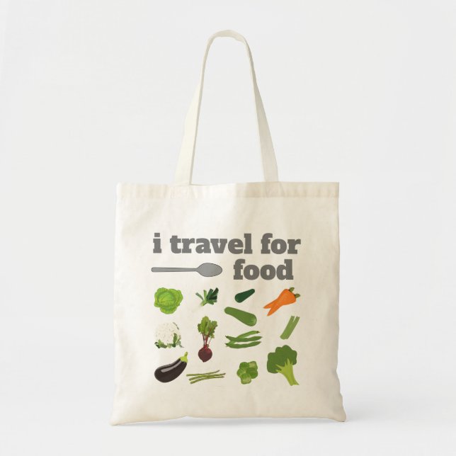 Bolso De Tela viajo por la comida Tote Bag (Frente)