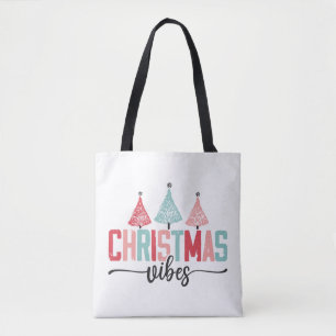 Bolso De Tela Vibes de navidades - Diseño de árboles festivos