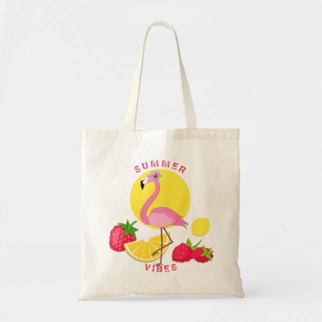 Bolso De Tela Vibes de verano Flamingo Raspberry Lemon (Frente)