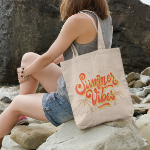 Bolso De Tela Vibes de verano Típografía roja caliente Aves de c