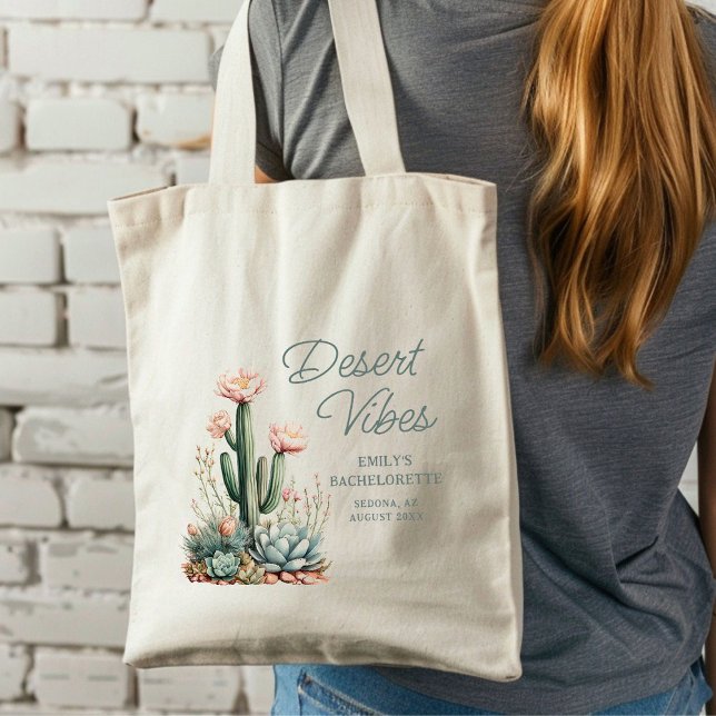 Bolso De Tela Vibes del desierto Bachelorette Fiesta Cactus flor (Subido por el creador)