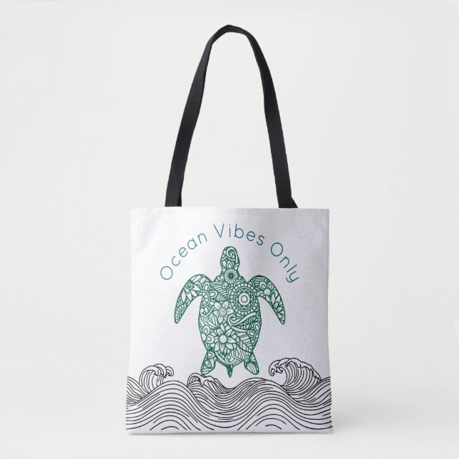 Bolso De Tela Vibes oceánicas, tortuga, (Anverso)