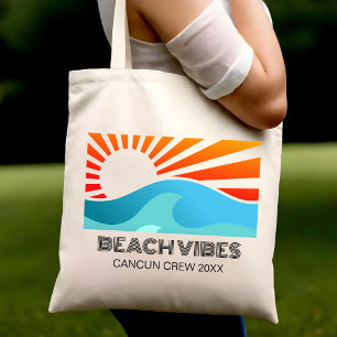Bolso De Tela Vibes Retro Sunset Beach Vacaciones Viaje Chica Ve