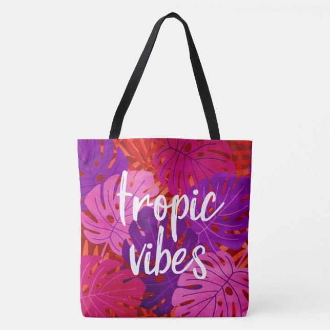 Bolso De Tela Vibes tropicales Hawai Monstera Leaf Tropical Cali (Anverso)