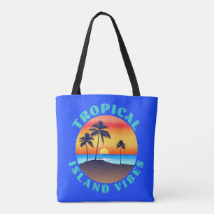 Bolso De Tela Vibes tropicales, puesta de sol con palmeras