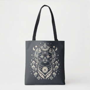 Bolso De Tela Vibing High - Tote Gato negro y cristales
