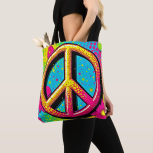 Bolso De Tela Vibra de Paz y Amor Colorido