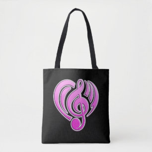 Bolso De Tela Vibraciones Amor Musical Pink Heart Music Note DJ