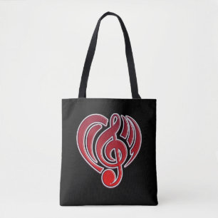 Bolso De Tela Vibraciones Amor Musical Red Heart Music Note DJ