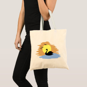 Bolso De Tela Vibraciones de Playa Verano Cisne Atardecer Retro