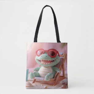 Bolso De Tela Vibraciones de Verano: Cocodrilo de Peluche Relaja
