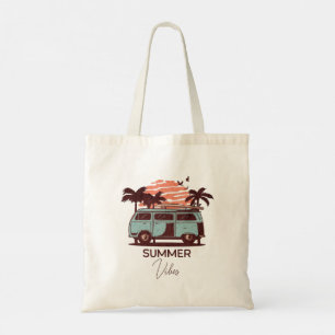 Bolso De Tela Vibraciones de verano de puesta de sol retro