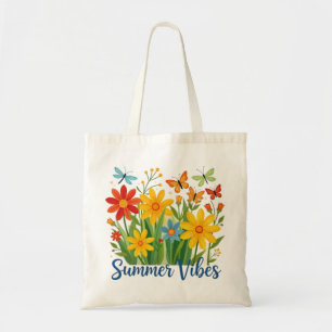 Bolso De Tela Vibraciones de Verano Floral con Mariposas