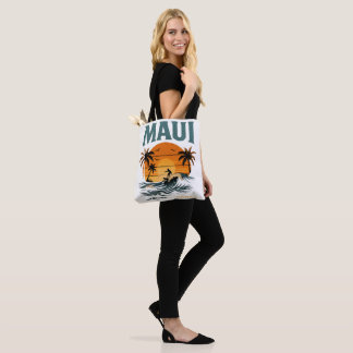 Bolso De Tela Vibraciones del oleaje de Maui – Diseño retro de l
