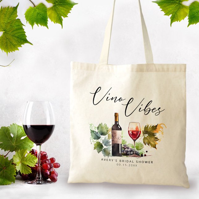 Bolso De Tela Vibraciones del Vino Chic Viñedo de Acuarela (Subido por el creador)