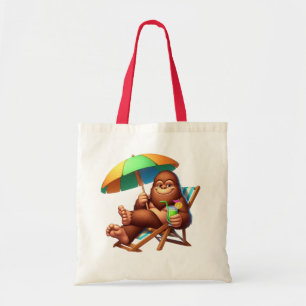 Bolso De Tela Vibraciones relajantes de Bigfoot en la playa, div